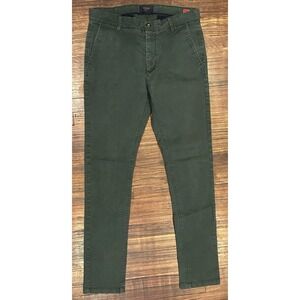 Elwood Pants Men's Size 33x33 Green Elastic Slim Chinos Cotton Skater Surf